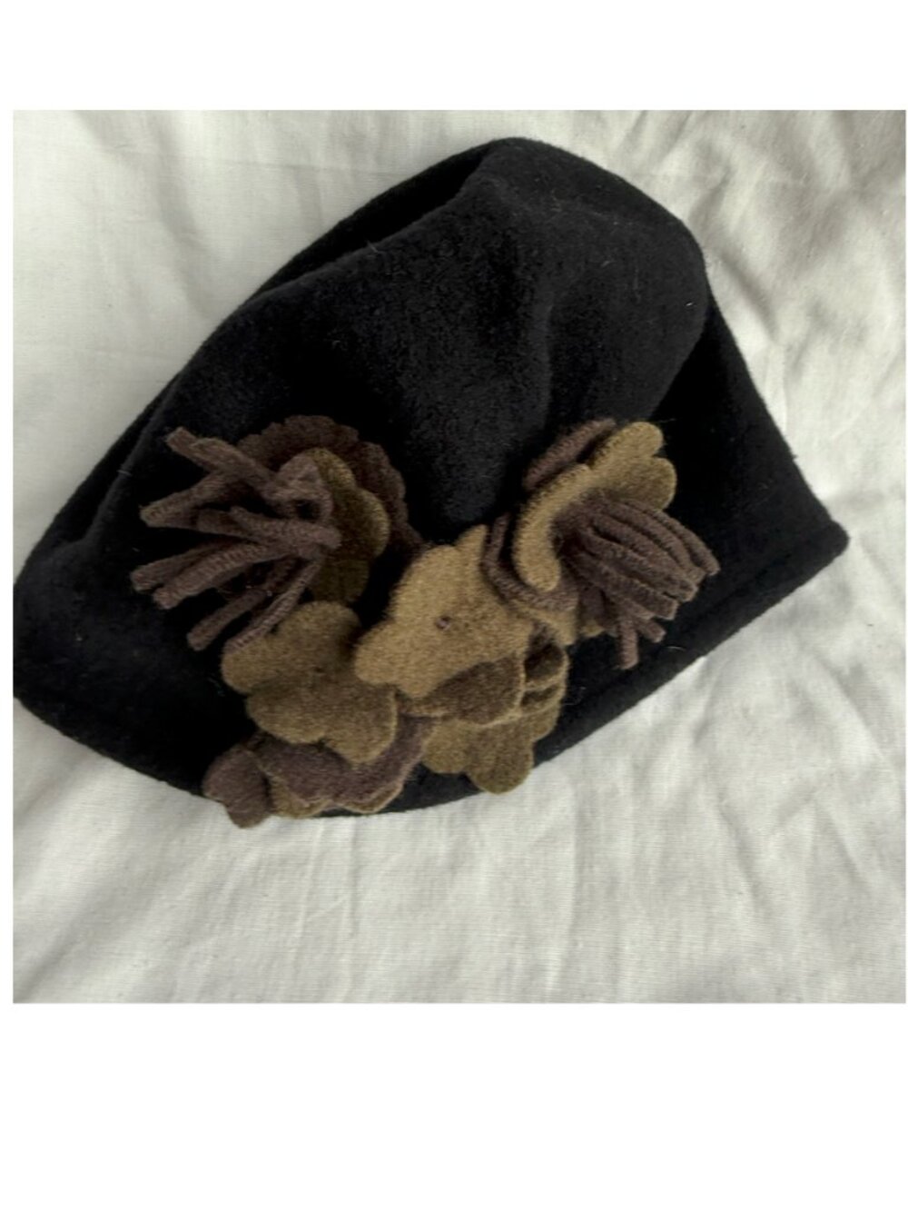 Black Felted Wool Cloche Hat
